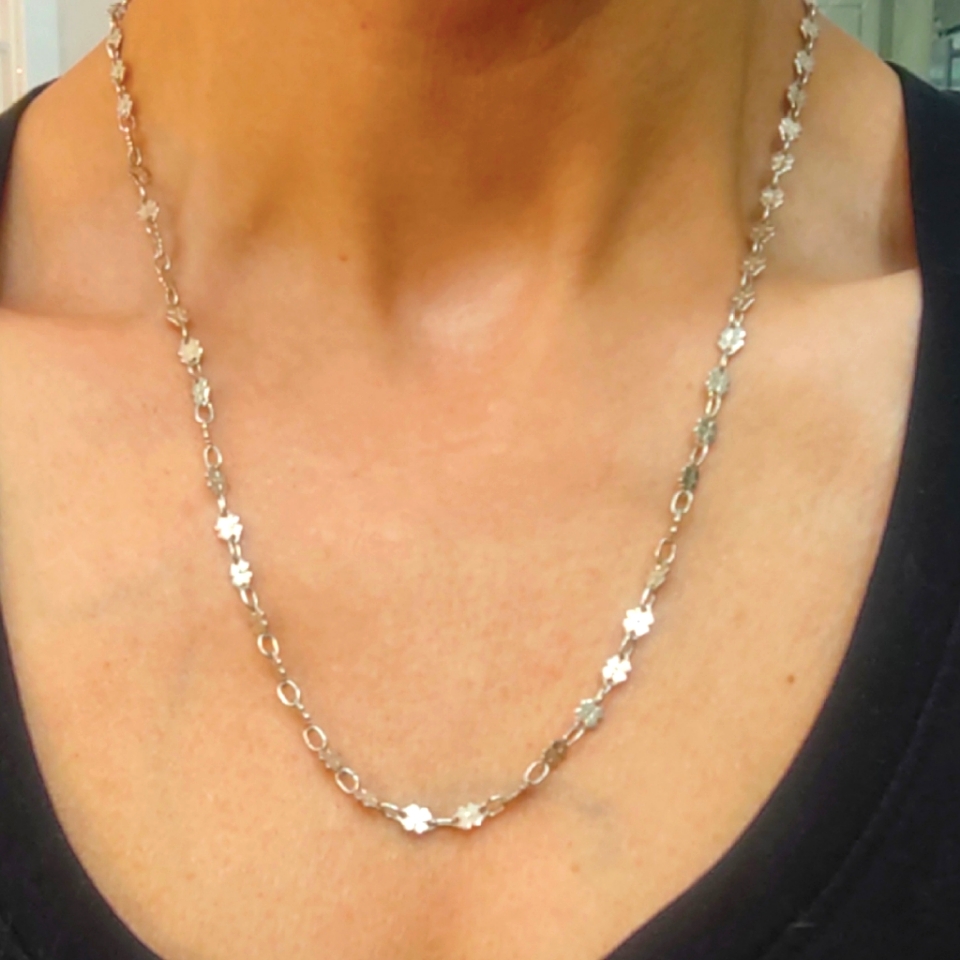 Vintage Sterling Silver 4 Leaf Clover Necklace Made In Italy